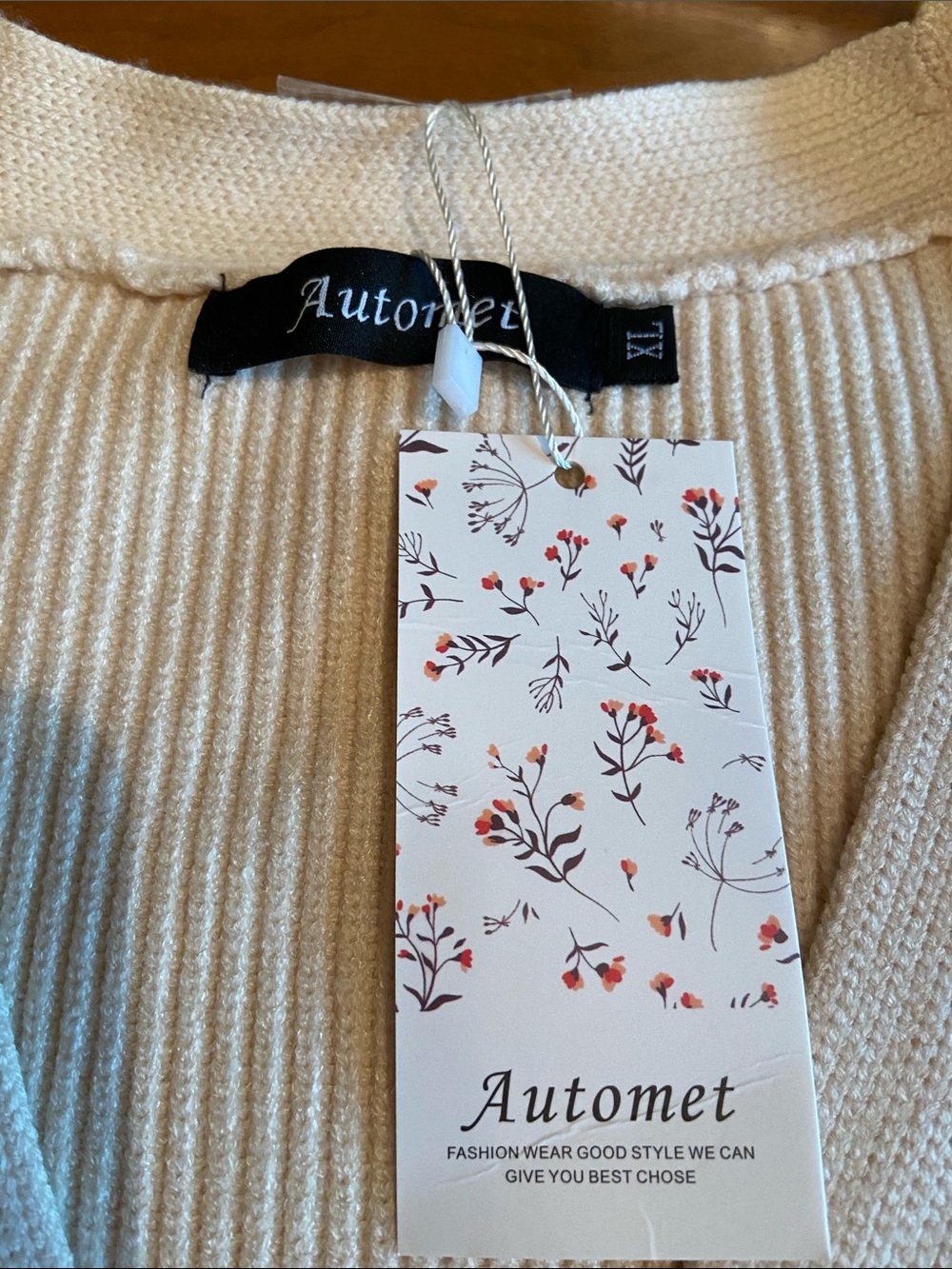 Women's Light Cream Ribbed Button-Up Cardigan - Picture 2 of 7